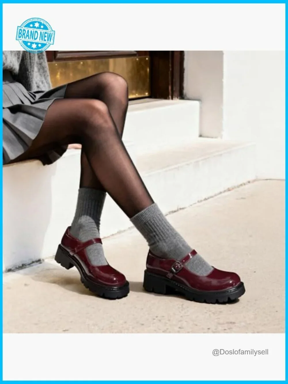 Closed Toe Chunky Block Heel Mary Jane Platform Shoes for Women Retro